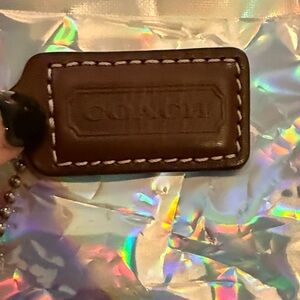 Coach Brown Leather Hang Tag Approx 2in